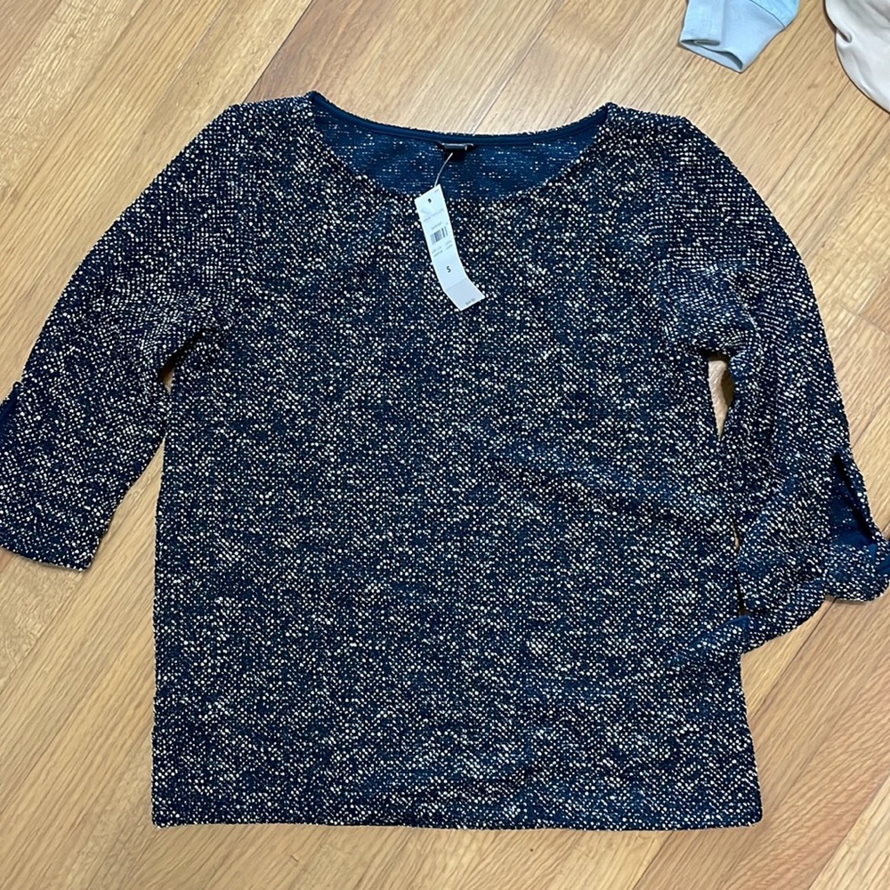 Navy and white Ann Taylor blouse